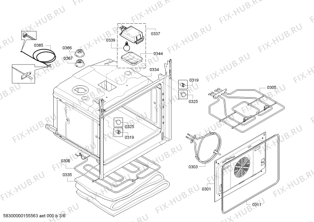 Взрыв-схема плиты (духовки) Bosch HEA63B251 - Схема узла 03