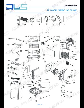 Схема №1 PAC CN120E (2014) с изображением Табло для климатотехники DELONGHI NE2006