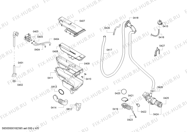 Взрыв-схема стиральной машины Bosch WAT28680TR Serie 8 Akilli Dozaj sistemi - Схема узла 04