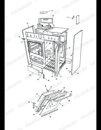 Схема №3 HEW 8542 S - SOLO RICAMBI с изображением Держатель для плиты (духовки) DELONGHI 072033