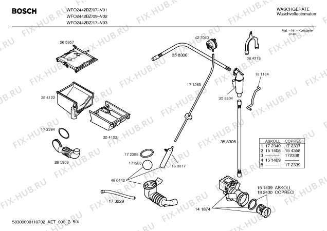 Взрыв-схема стиральной машины Bosch WFO2442BZ Maxx WFO 2442 - Схема узла 04