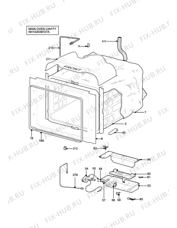 Взрыв-схема плиты (духовки) Parkinson Cowan SIG459GRN - Схема узла H10 Main Oven Cavity (large)