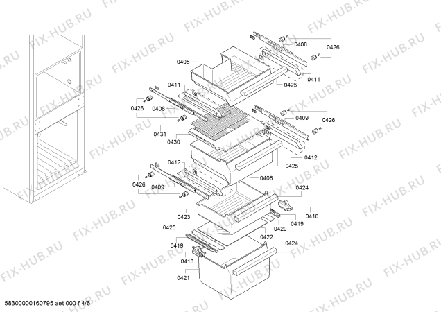 Взрыв-схема холодильника Bosch KIF39S80 - Схема узла 04