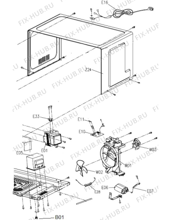 Взрыв-схема микроволновой печи Gorenje MMO20DWII (474782) - Схема узла 03