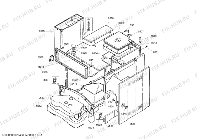 Схема №5 C7660N0GB с изображением Набор винтов для электрокофемашины Bosch 00429362