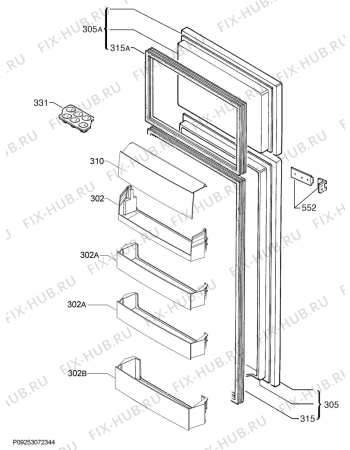 Взрыв-схема холодильника Electrolux FI292/2TS - Схема узла Door 003