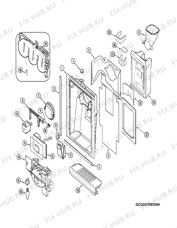 Схема №7 GC2227DEDW с изображением Шарнир для холодильника Whirlpool 482000094113
