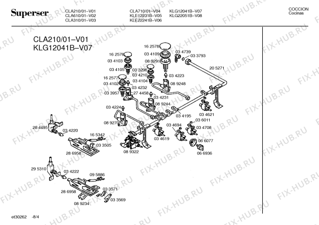 Взрыв-схема плиты (духовки) Superser KLE12231B - Схема узла 04