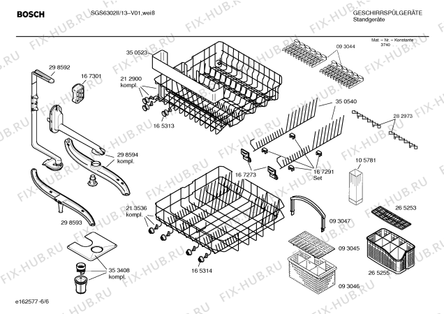 Схема №5 SGS6302II Silencia с изображением Инструкция по эксплуатации для посудомойки Bosch 00521096