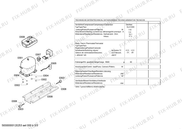 Взрыв-схема холодильника Bosch KGV33V30 - Схема узла 03