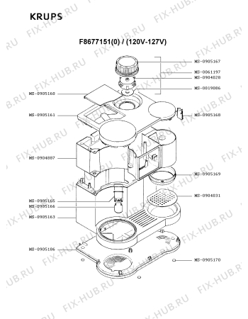 Взрыв-схема кофеварки (кофемашины) Krups F8677151(0) - Схема узла WP001842.8P2