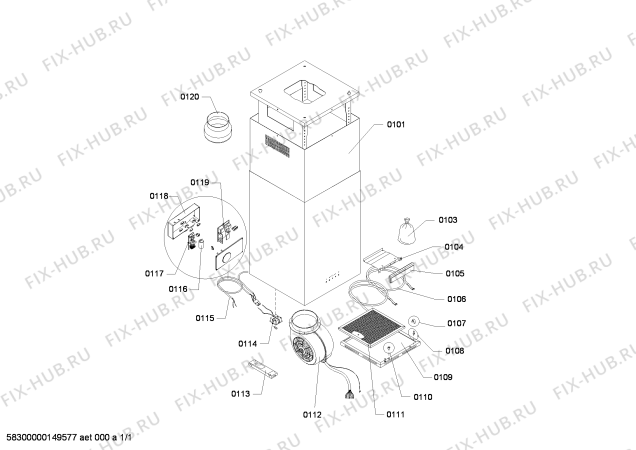 Схема №1 SOD44M6S0N с изображением Светодиодный модуль для вытяжки Bosch 00654364