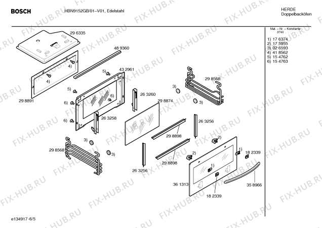 Взрыв-схема плиты (духовки) Bosch HBN9152GB - Схема узла 05