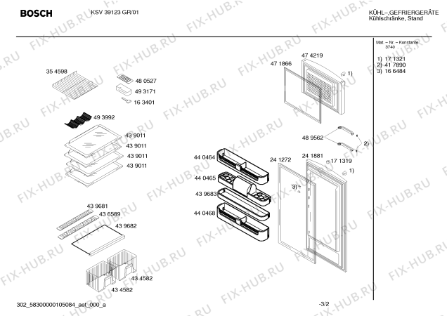 Схема №2 KSV39123GR с изображением Дверь для холодильной камеры Bosch 00474219