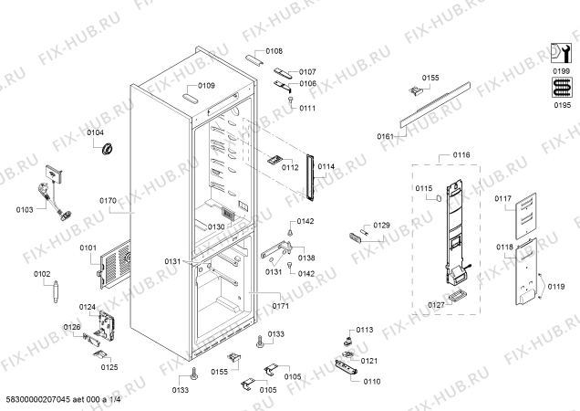 Схема №1 KG56NHX40N SIEMENS с изображением Дверь для холодильника Siemens 00717190