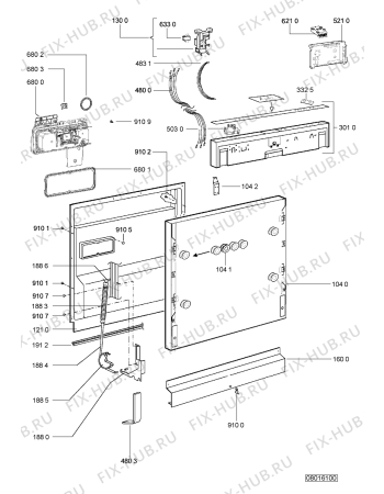 Схема №1 ADG 8531 FD с изображением Панель для посудомоечной машины Whirlpool 480140102208