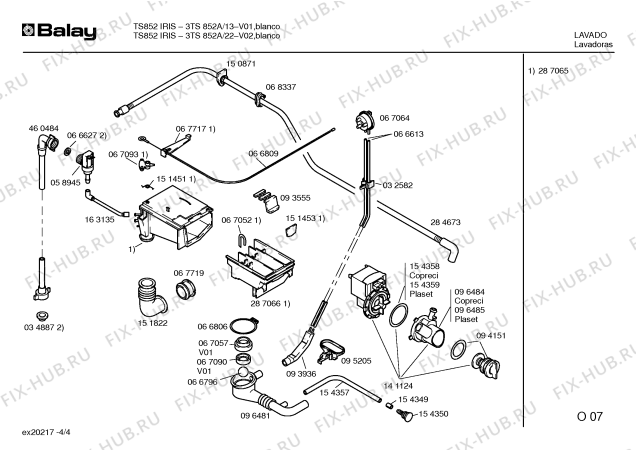 Взрыв-схема стиральной машины Balay 3TS852A TS852 - Схема узла 04