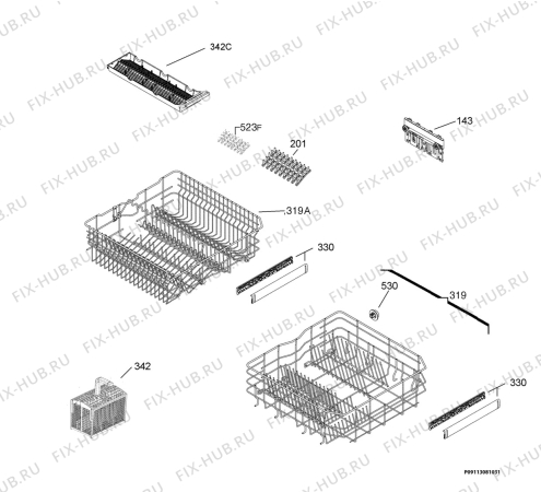 Взрыв-схема посудомоечной машины Aeg Electrolux F78005VI0P - Схема узла Basket 160