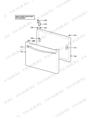 Взрыв-схема плиты (духовки) Tricity Bendix SIE056W - Схема узла H10 Main Oven Door (large)