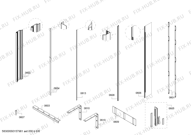 Схема №2 T18ID80NRP с изображением Монтажный набор для холодильника Bosch 00703386