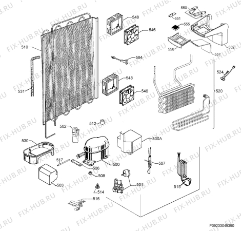 Взрыв-схема холодильника Aeg SKK8182VZC - Схема узла Cooling system 017