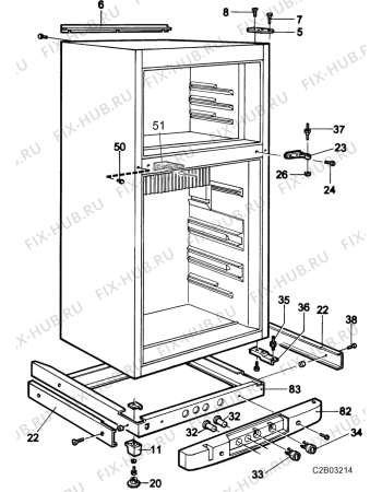 Взрыв-схема холодильника Sibir (N Sr) V170GE - Схема узла C20 Cabinet  B