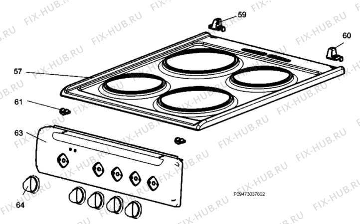 Взрыв-схема плиты (духовки) Zanussi ZCE561NW1 - Схема узла Section 4