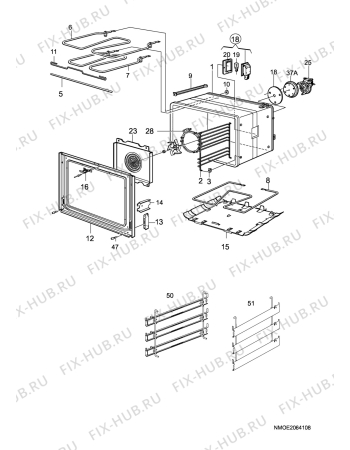 Взрыв-схема плиты (духовки) Electrolux EKC6184 - Схема узла H10 Main Oven Cavity (large)