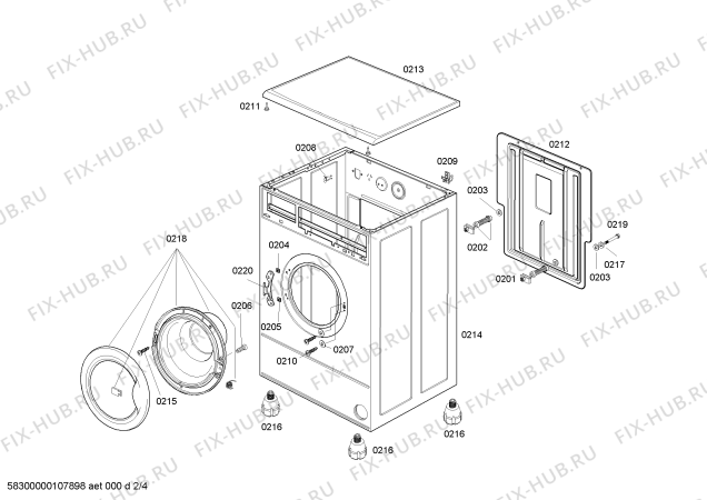 Взрыв-схема стиральной машины Bosch WFA106Q20N - Схема узла 02