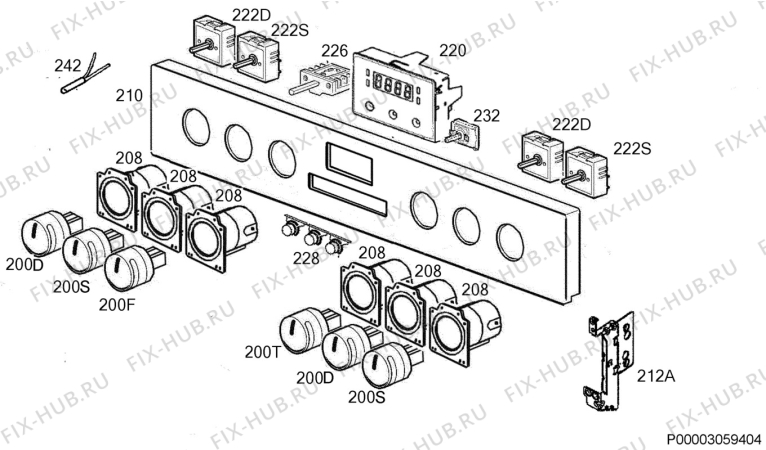 Взрыв-схема плиты (духовки) Zanussi KOU57602XK - Схема узла Command panel 037