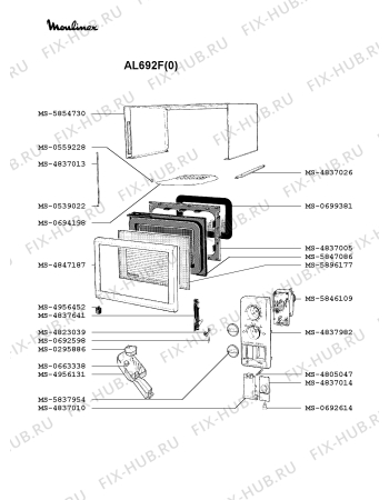 Взрыв-схема микроволновой печи Moulinex AL692F(0) - Схема узла GP002348.8P2