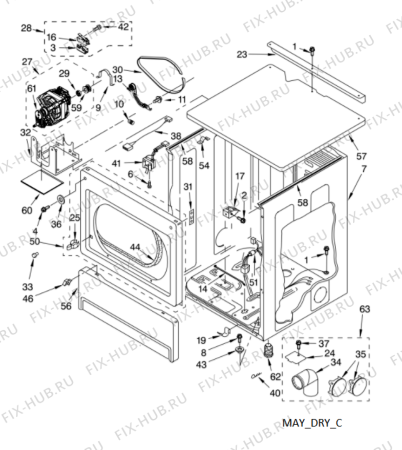 Схема №3 MLE24PDAGW с изображением Винт (болт) для сушильной машины Whirlpool 482000095781