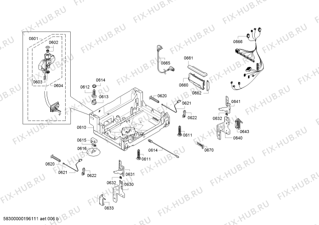 Взрыв-схема посудомоечной машины Bosch SMA68TX02N, accent line, Made in Germany - Схема узла 07