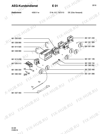 Взрыв-схема плиты (духовки) Aeg 4200V-W - Схема узла Section6