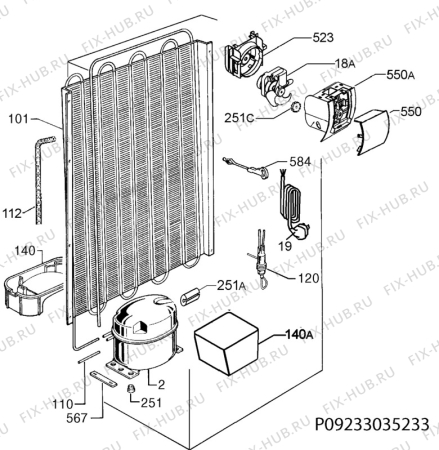 Взрыв-схема холодильника Electrolux ERF4112AOX - Схема узла Cooling system 017