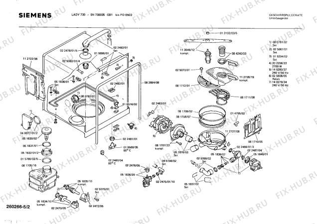 Взрыв-схема посудомоечной машины Siemens SN730035 - Схема узла 02