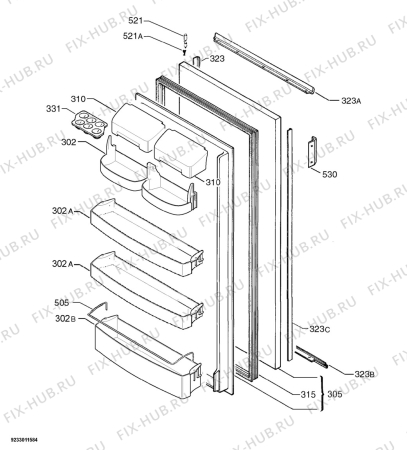 Взрыв-схема холодильника Elektra Bregenz KDR1551 - Схема узла Door 003
