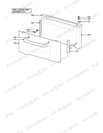 Взрыв-схема плиты (духовки) Zanussi ZCE8021AX - Схема узла H10 Grill door assy
