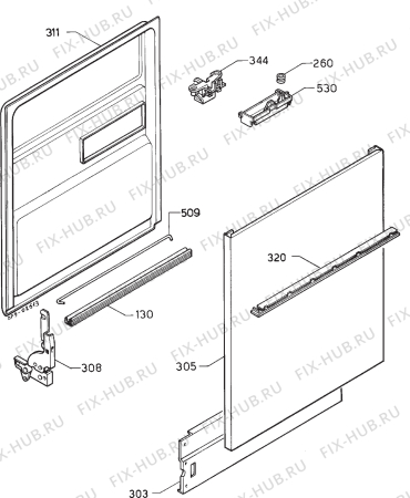 Взрыв-схема посудомоечной машины Zanussi DI460W - Схема узла Door 003