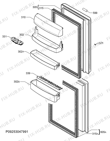 Взрыв-схема холодильника Zanussi ZRB935NX2 - Схема узла Door 003