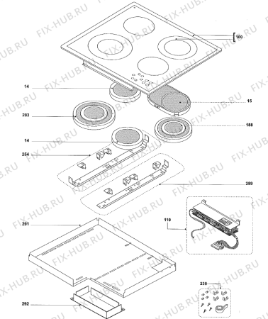 Взрыв-схема комплектующей Asko HC1651S   -Hob Ceramic (342621, PE 58 A O E2 T) - Схема узла 02