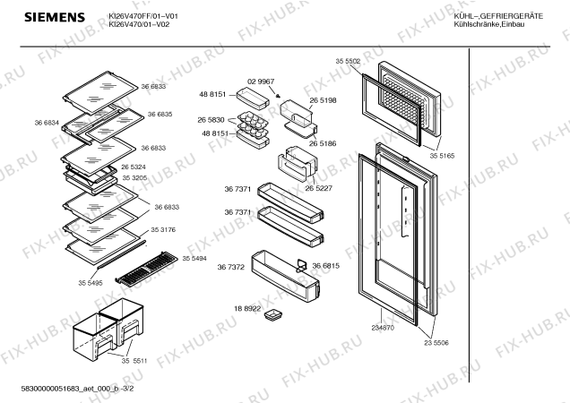 Взрыв-схема холодильника Siemens KI26V470FF - Схема узла 02