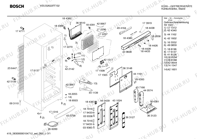 Схема №2 KSU32622FF с изображением Крышка для холодильника Bosch 00441161