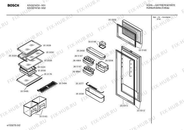 Взрыв-схема холодильника Bosch KIV2274 - Схема узла 02