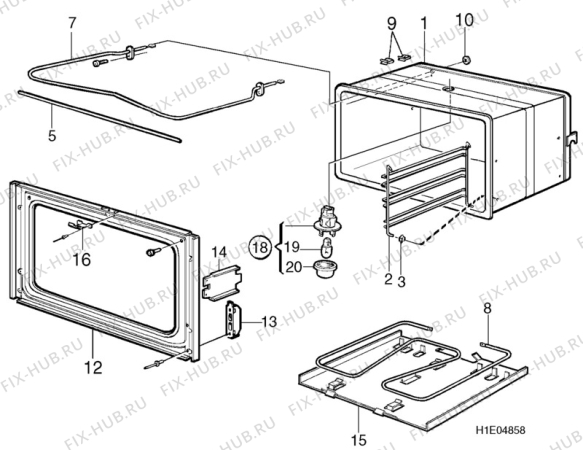 Взрыв-схема посудомоечной машины Electrolux EK5142 - Схема узла H10 Main Oven Cavity (large)