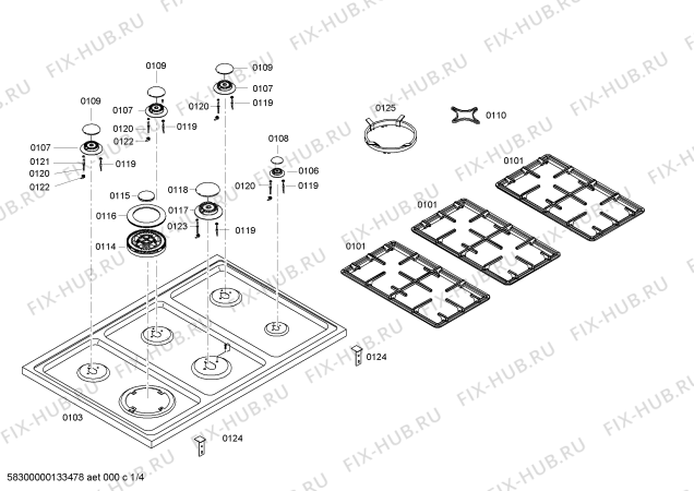 Схема №3 HSB765057E Bosch с изображением Панель управления для плиты (духовки) Bosch 00247441