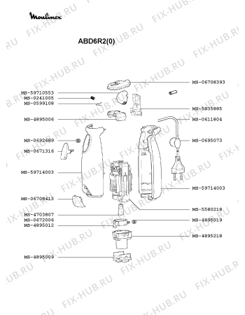 Взрыв-схема блендера (миксера) Moulinex ABD6R2(0) - Схема узла NP000851.9P2