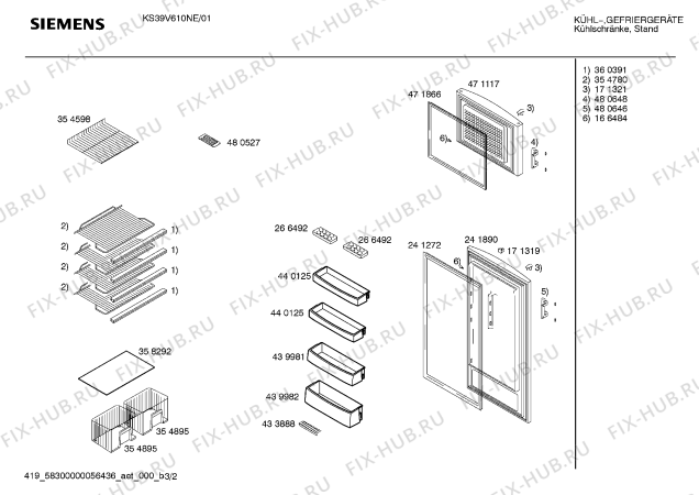 Взрыв-схема холодильника Siemens KS39V610NE - Схема узла 02