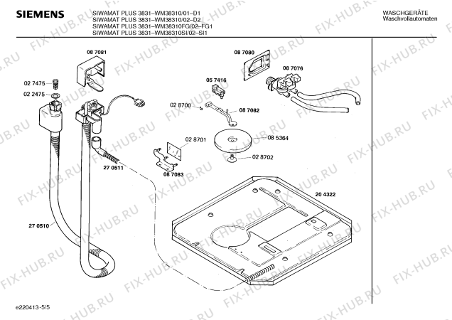 Взрыв-схема стиральной машины Siemens WM38310FG SIWAMAT PLUS 3831 - Схема узла 05