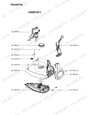 Схема №1 DW8010G1 с изображением Клавиша для электроутюга Rowenta RS-DW0142